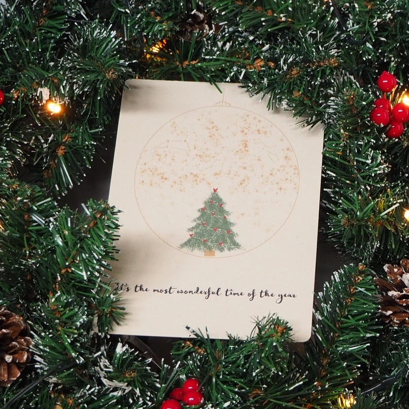Kerstkaart ‘Glazen kerstbal’