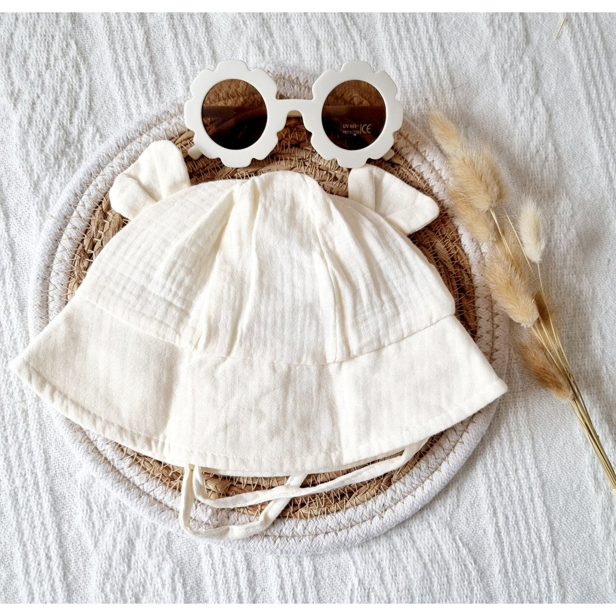Hydrofiel zonnehoedje voor baby’s - beige